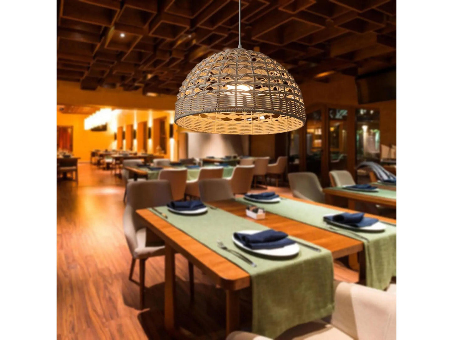 Boho Bamboo Rattan Chandelier