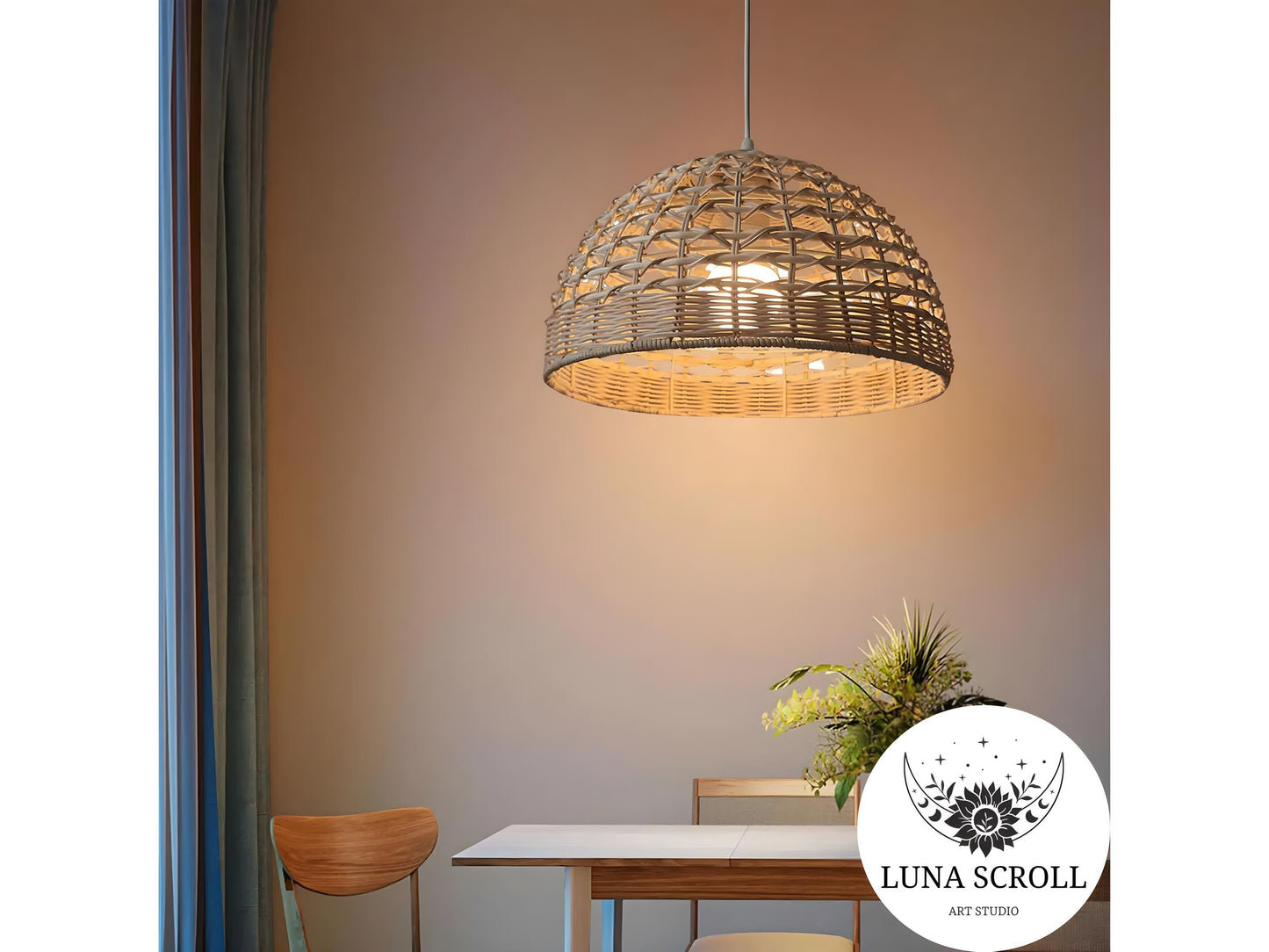 Boho Bamboo Rattan Chandelier