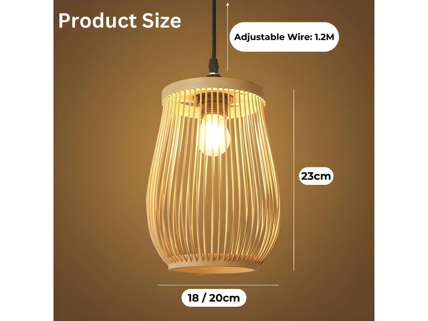 Japanese Wooden Pendant Light