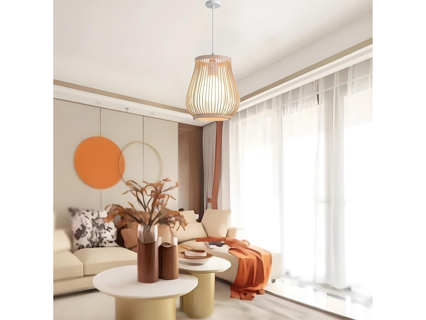 Japanese Wooden Pendant Light