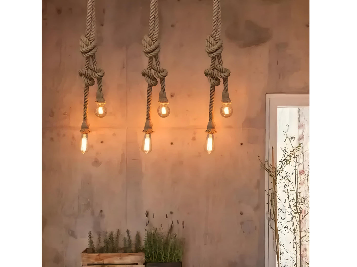 Rustic Double Rope Pendant Light