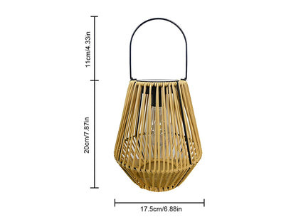 Solar Rattan Lantern Outdoor Waterproof Hanging Bamboo Light