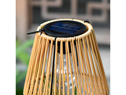 Solar Rattan Lantern Outdoor Waterproof Hanging Bamboo Light