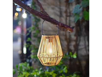 Solar Rattan Lantern Outdoor Waterproof Hanging Bamboo Light