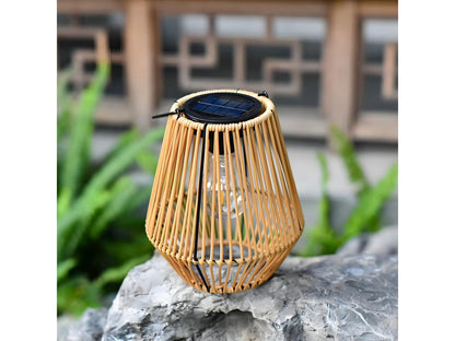 Solar Rattan Lantern Outdoor Waterproof Hanging Bamboo Light