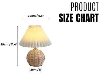 Japanese Pleated Rattan LED Table Lamp