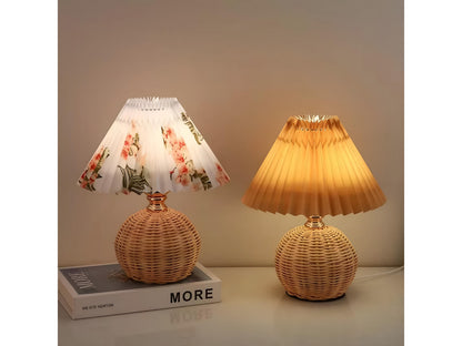 Japanese Pleated Rattan LED Table Lamp