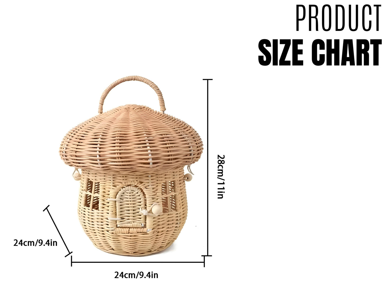 Rattan Tote Bag, Woven Mushroom Basket