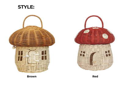 Rattan Tote Bag, Woven Mushroom Basket