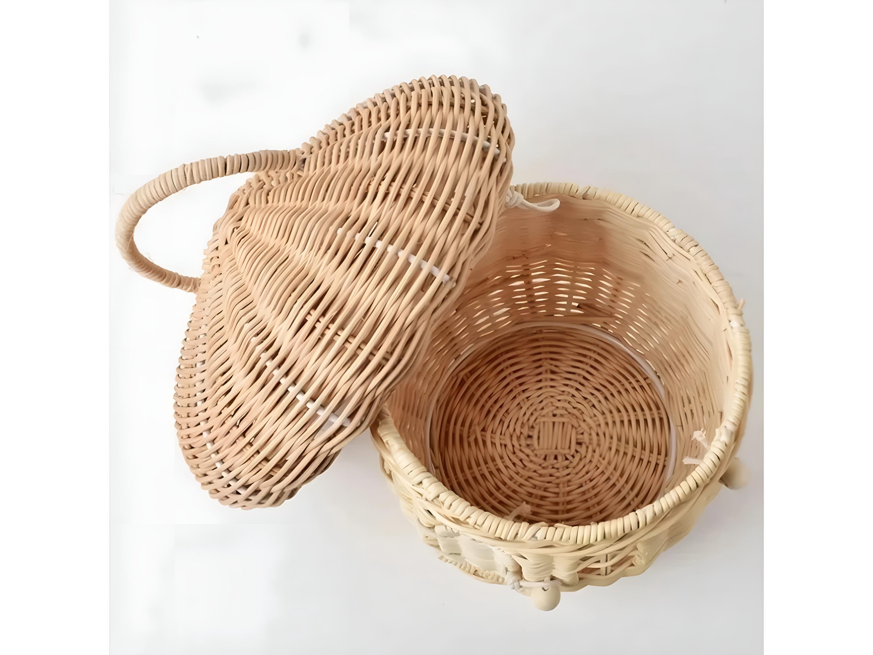Rattan Tote Bag, Woven Mushroom Basket