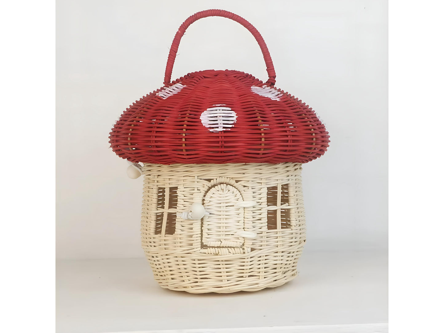 Rattan Tote Bag, Woven Mushroom Basket