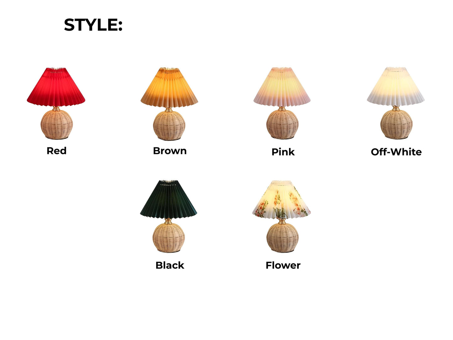 Japanese Pleated Rattan LED Table Lamp