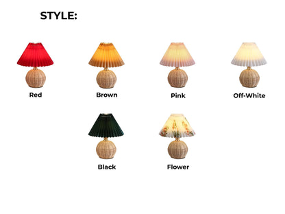 Japanese Pleated Rattan LED Table Lamp