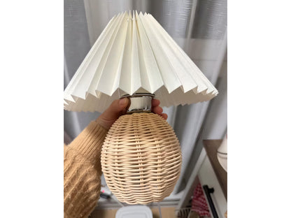Japanese Pleated Rattan LED Table Lamp