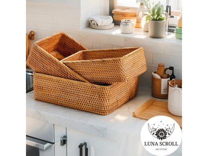 Handwoven Rattan Storage Basket