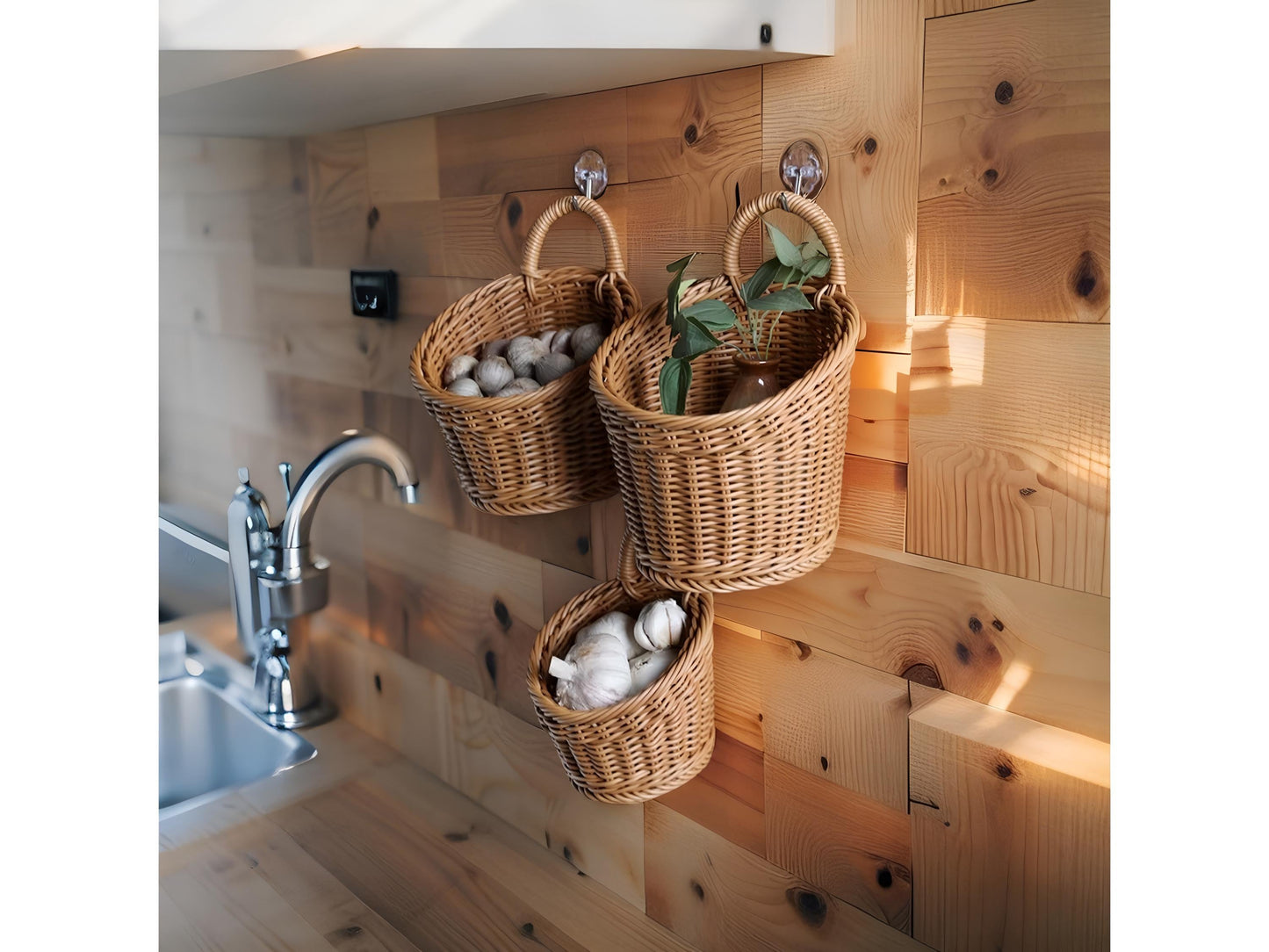 Wall Mounted Wicker Basket
