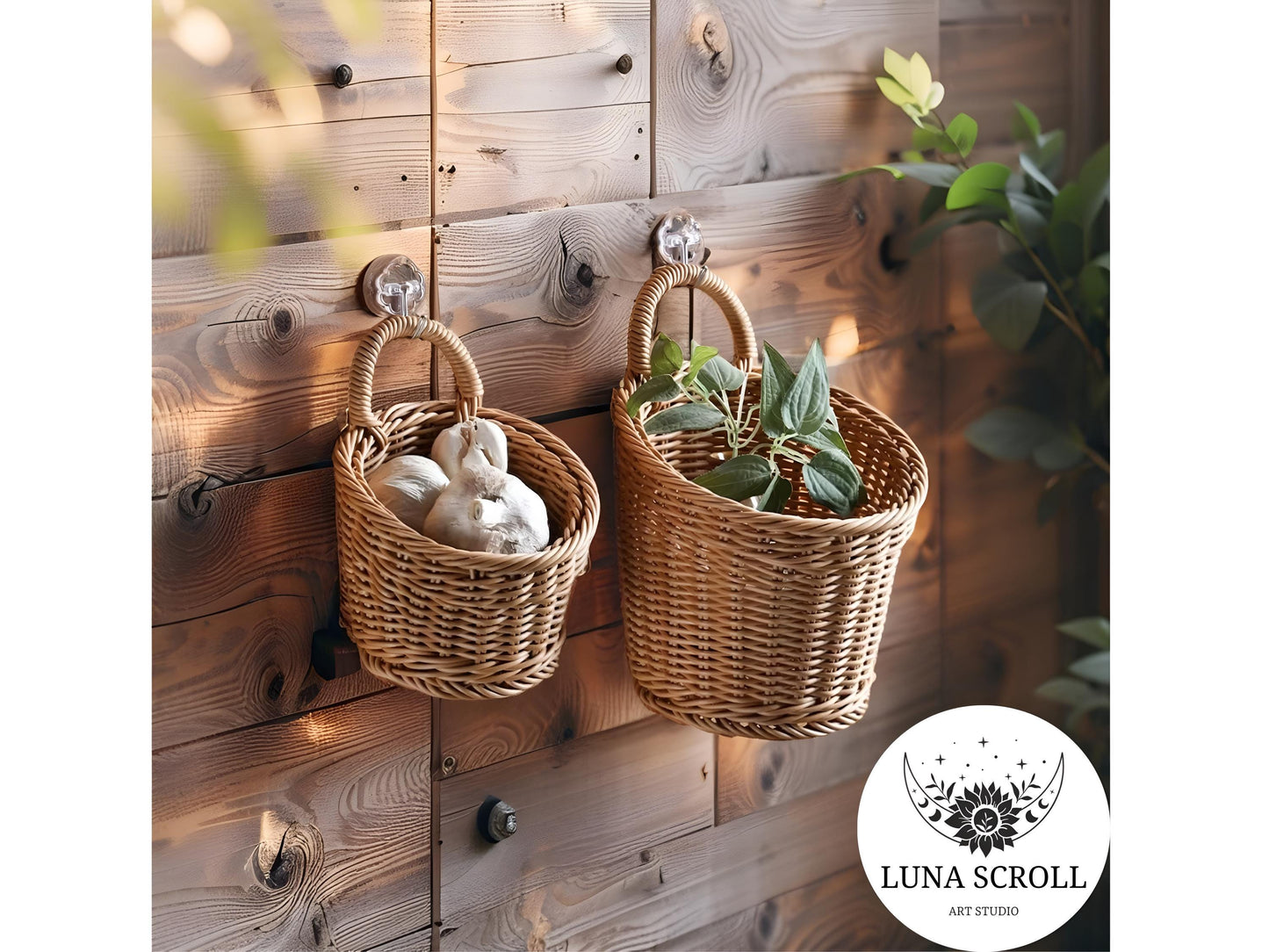 Wall Mounted Wicker Basket