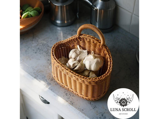 Wall Mounted Rattan Style Basket