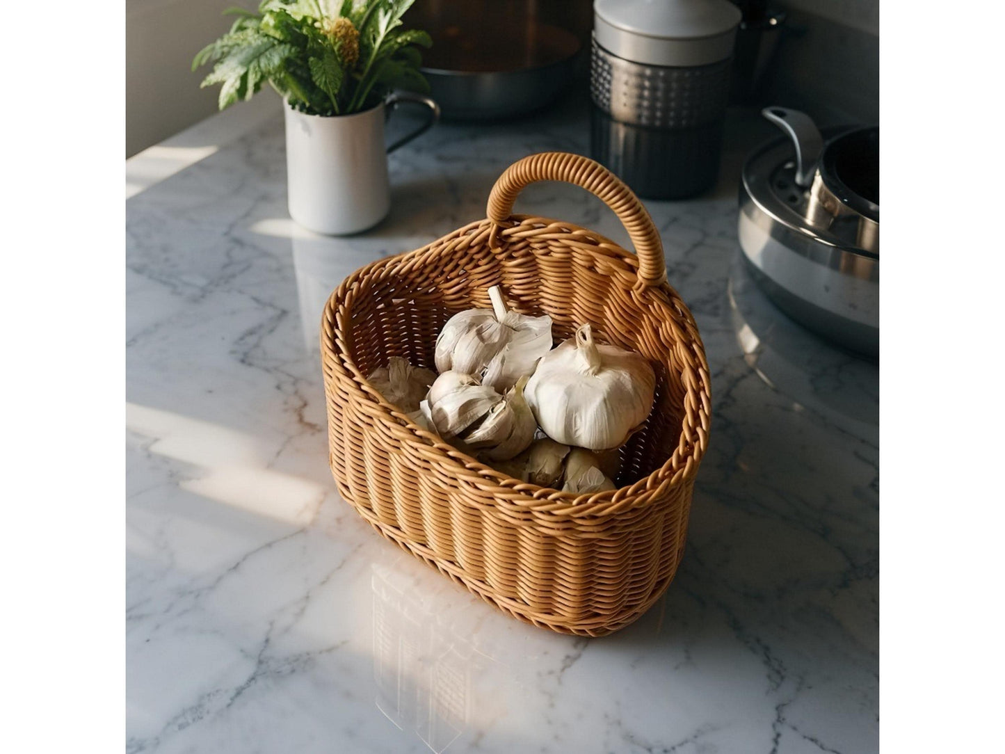 Wall Mounted Rattan Style Basket