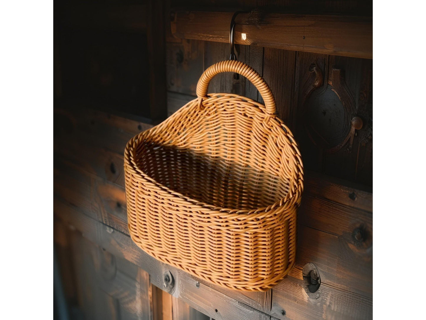 Wall Mounted Rattan Style Basket