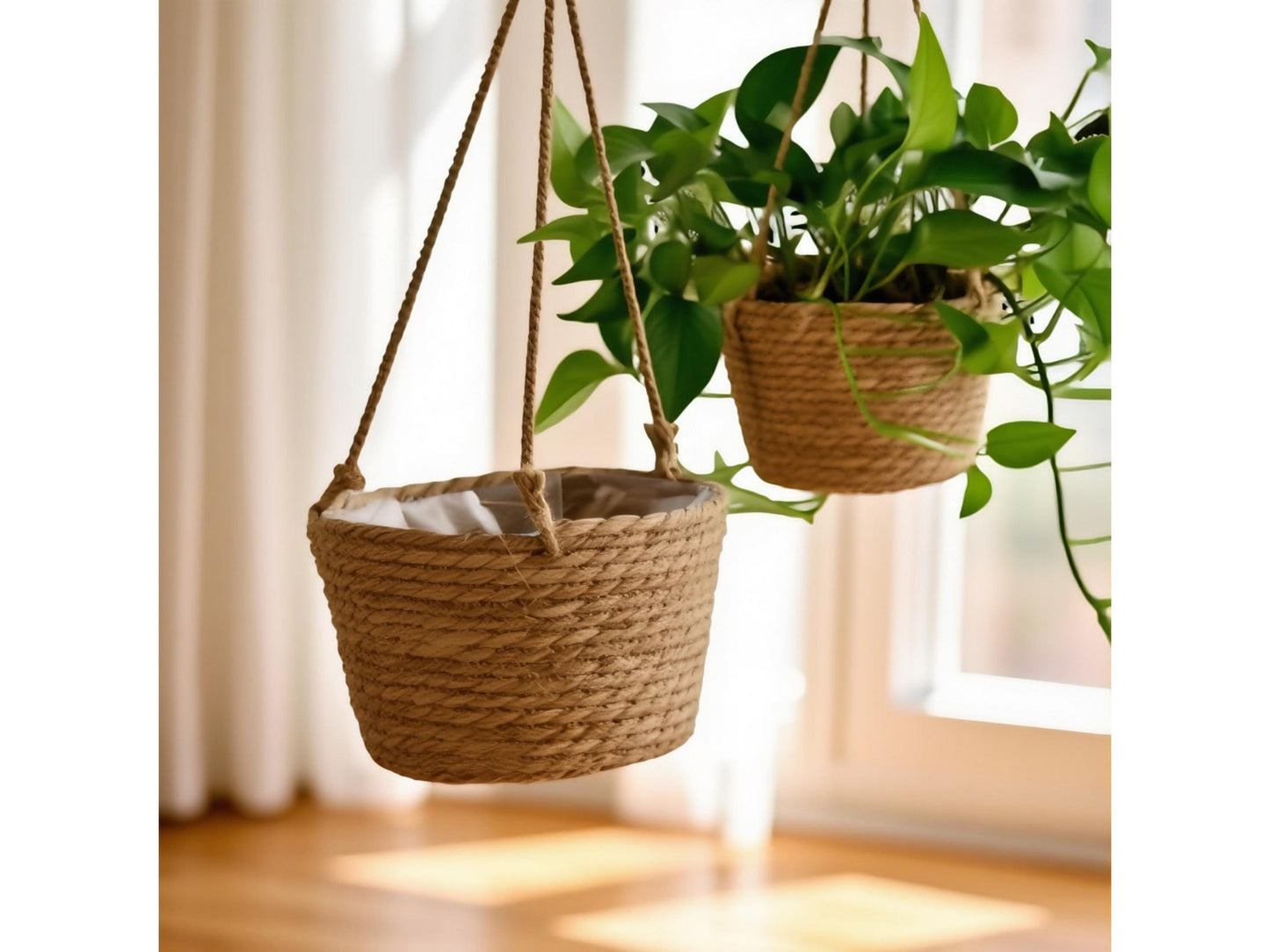 Woven Seagrass Hanging Basket Planter