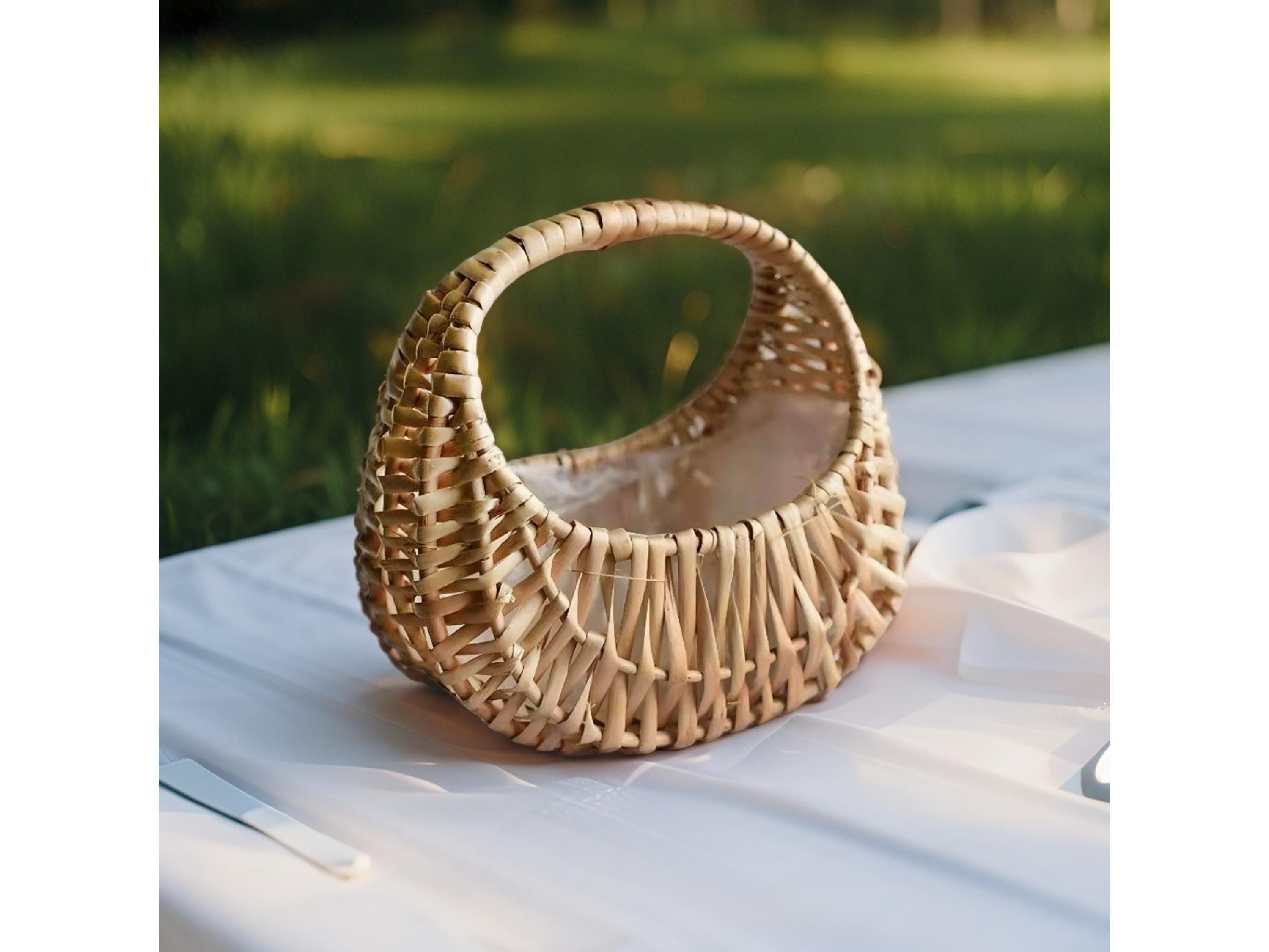 Half Moon Wicker Basket with Handle