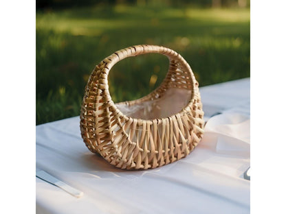 Half Moon Wicker Basket with Handle
