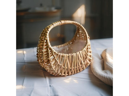 Half Moon Wicker Basket with Handle