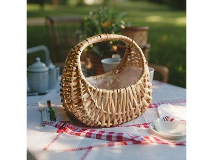 Half Moon Wicker Basket with Handle