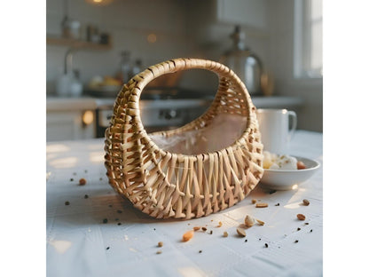 Half Moon Wicker Basket with Handle
